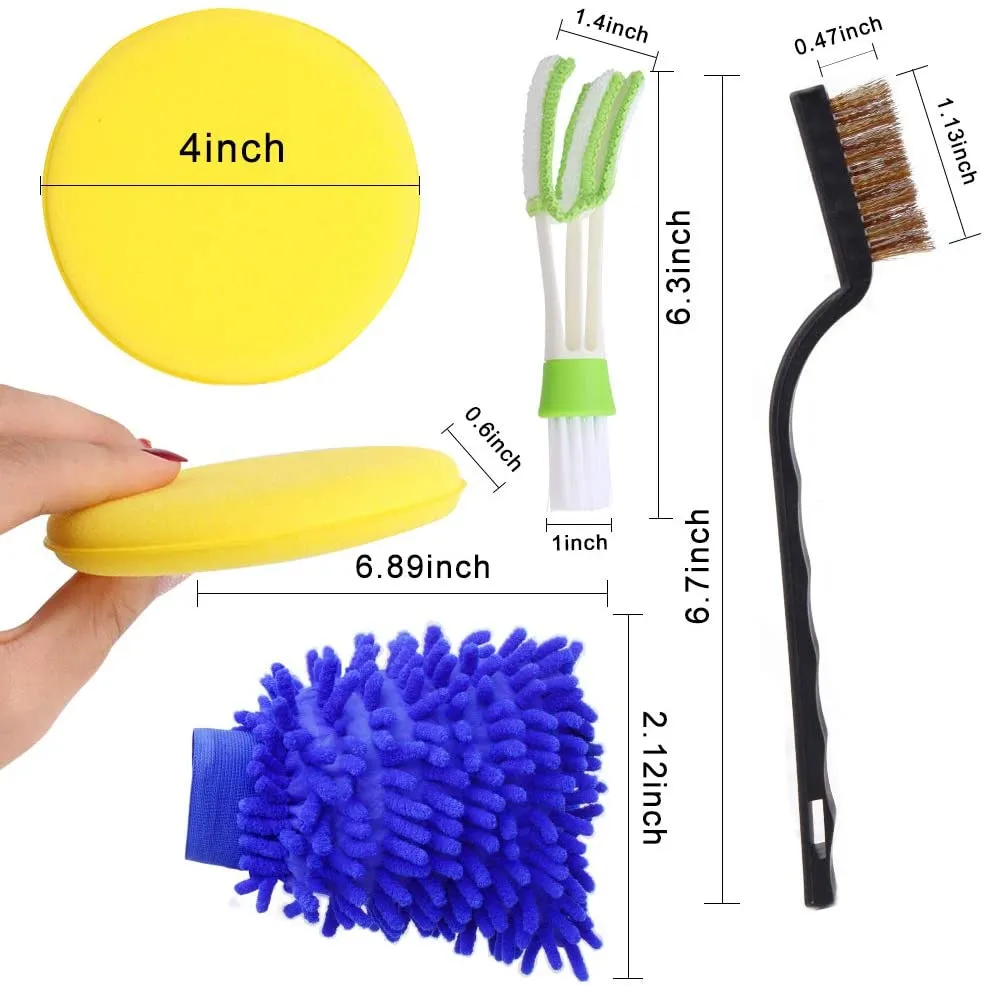 14PCS Car Wash Cloth Mitt Brush Car Cleaning Brushes with 10 Soft Boar Hair
