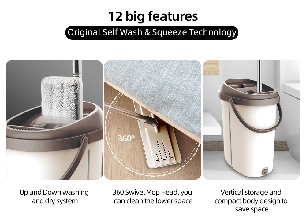 2020 New Arrival Easy Cleaning Flat Floor Mop with 2 Microfiber Refill