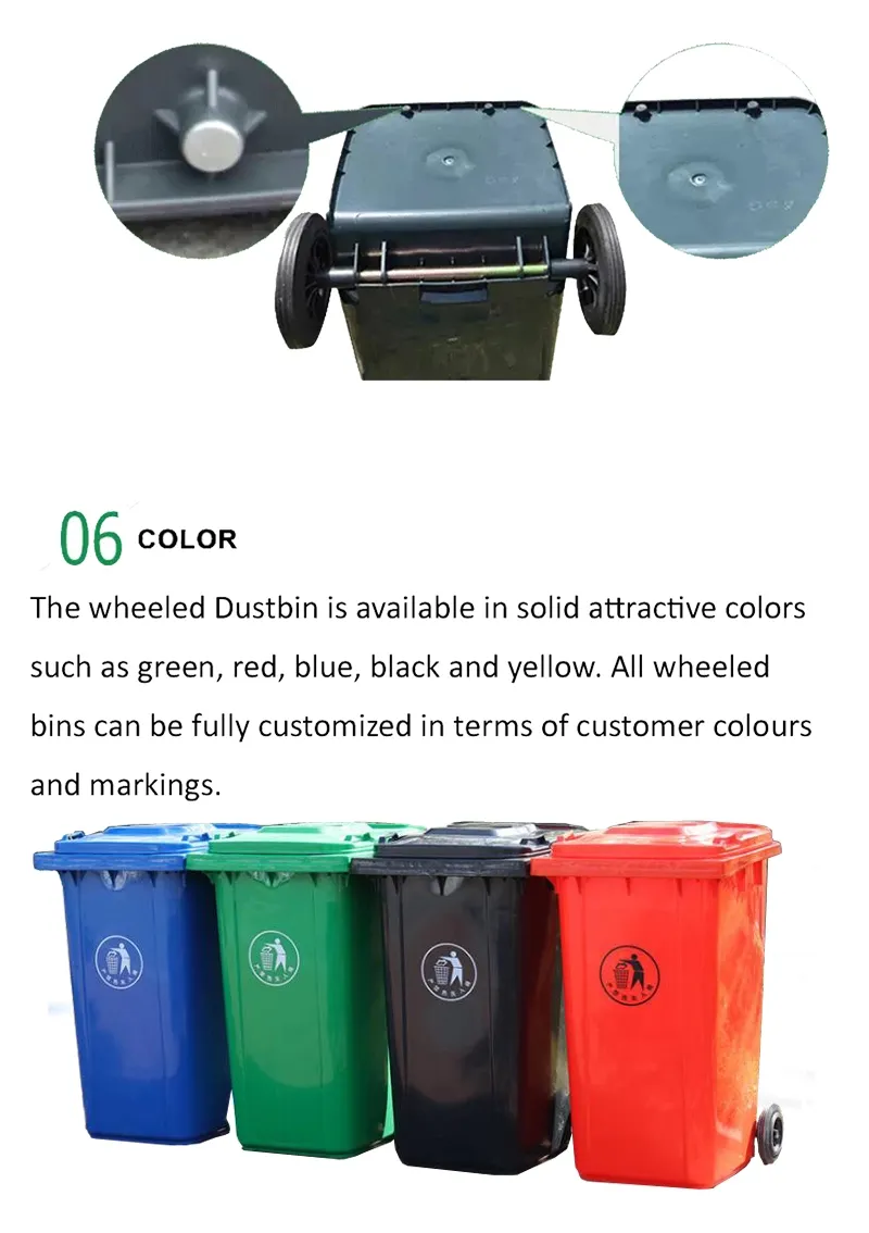 240L Dustbin Plastic Sale Price Garbage Containers Plastic Waste Bin with Wheels OEM