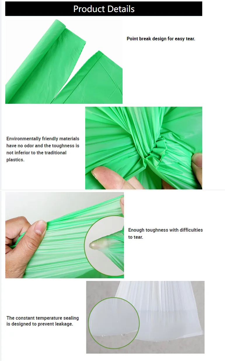 Biodegradable Compostable Cornstarch Trash Bags Use for Kitchen Heavy Duty Garbage Bags