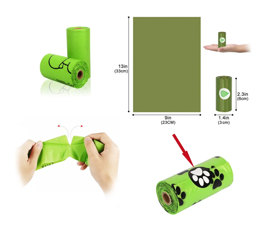Biodegradable Compostable Scented Biodegradable HDPE Plastic Doggy Poop Bag Pet Bag Pet Waste Bag Food Tray Liner Nappy Bag Cat Liner Dog Waste Bag