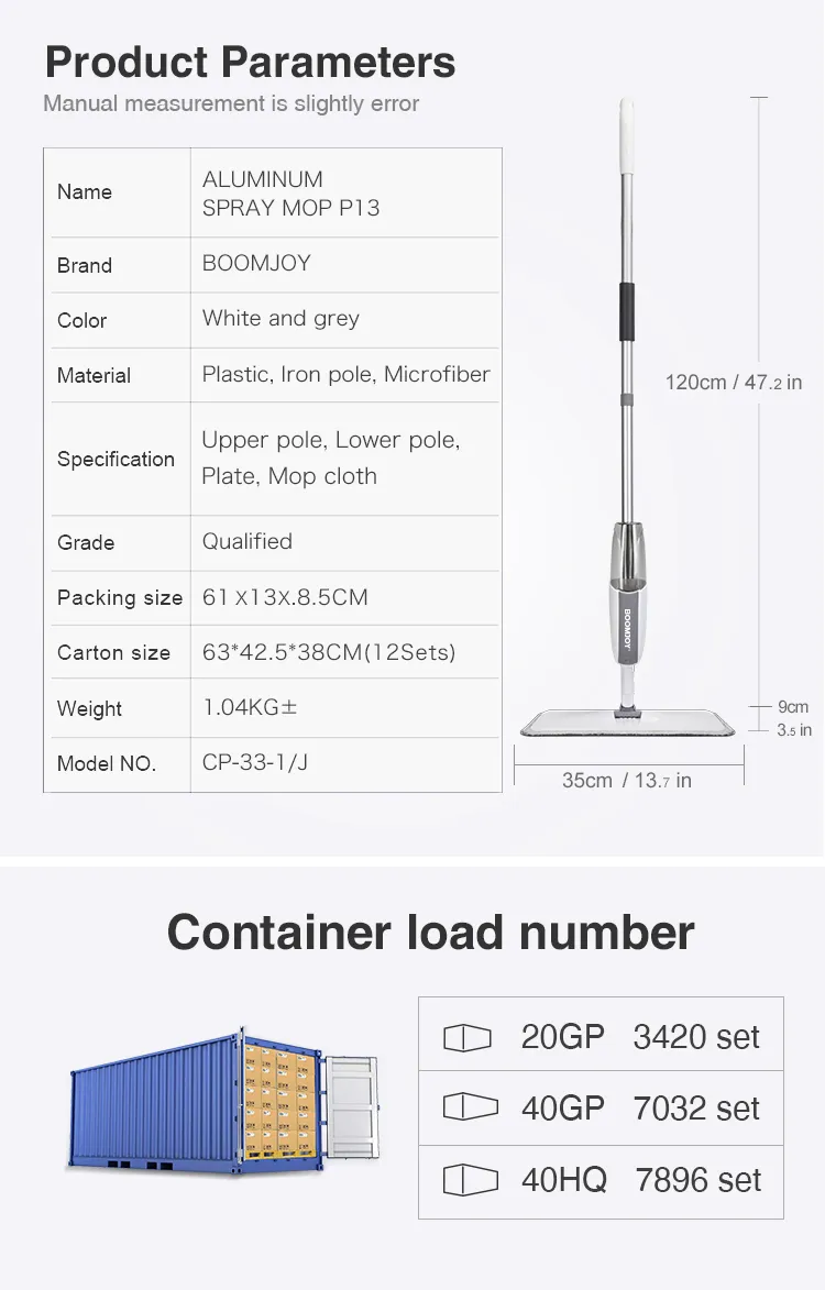 Boomjoy Easy to Dry Spray Mop Lightly Wetness to Clean Flat Mop