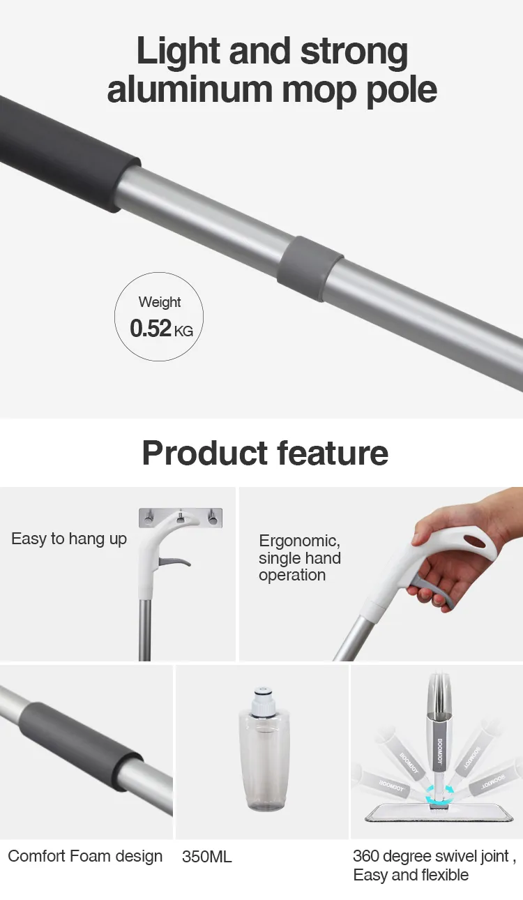 Boomjoy Easy to Dry Spray Mop Lightly Wetness to Clean Flat Mop