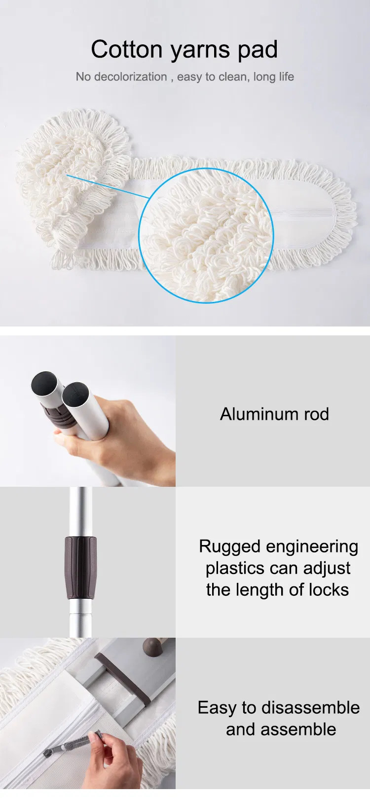 Boomjoy High Quality Clean Easily Microfiber Aluminum Flat Mop