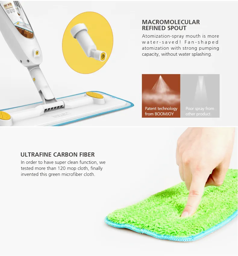 Boomjoy Keep Hand Free Flash Speed Mop Mop Brush Lightly Wetness to Clean Spray Mop