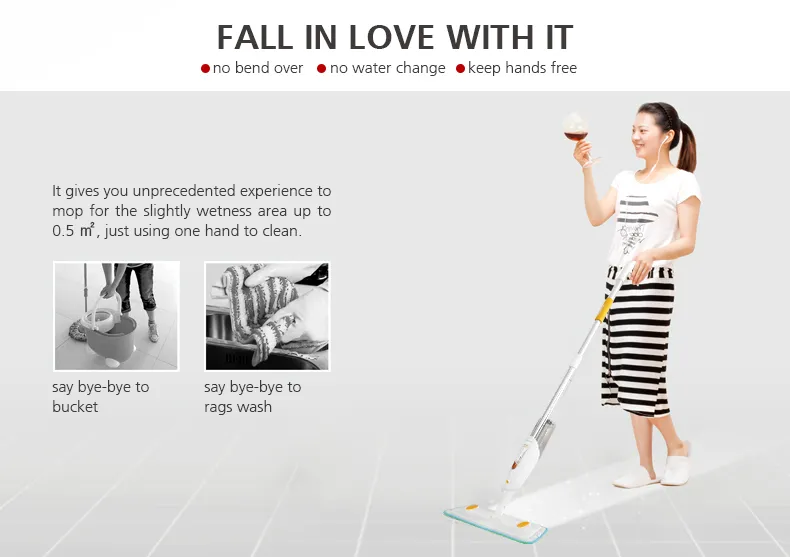 Boomjoy Keep Hand Free Flash Speed Mop Mop Brush Lightly Wetness to Clean Spray Mop