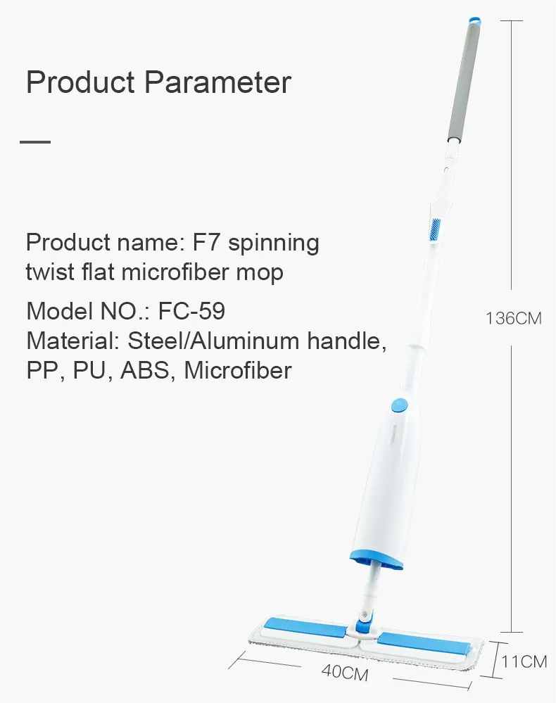 Boomjoy Squeegee Water Easily Spinning Mop Sets Spin Dry Mop