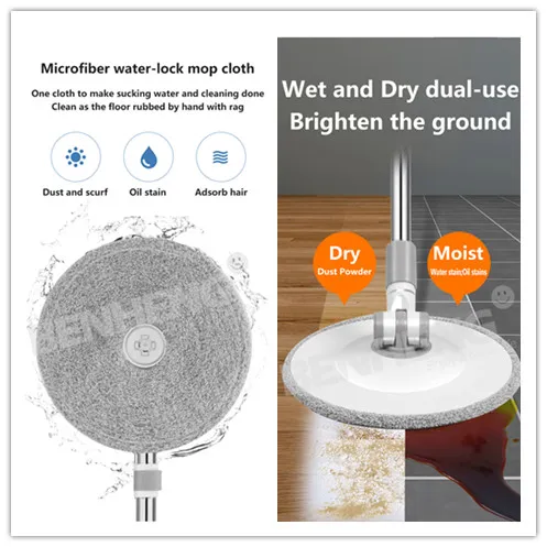 BSCI Factory New Generation Clean Dirty Separated Microfiber Round Mop Spin 360 Flat Mop Bucket Floor Wet Cleaning Mop