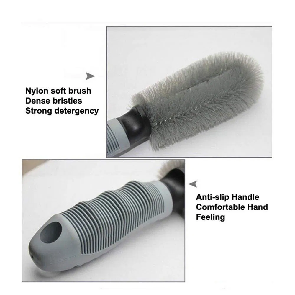 Car Wheel Cleaning Brush Tool Tire Washing Cleaner Type Alloy Soft Bristle Cleaner (Gray) Esg13045