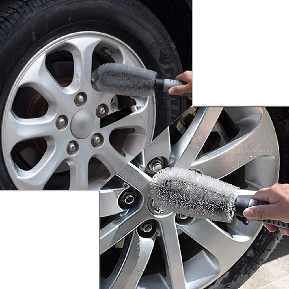 Car Wheel Cleaning Brush Tool Tire Washing Cleaner Type Alloy Soft Bristle Cleaner (Gray) Esg13045