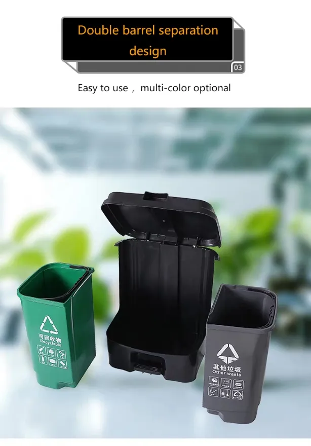 Custom 20L 30L 60L Double Foot Pedal Plastic Rubbish Waste Bin