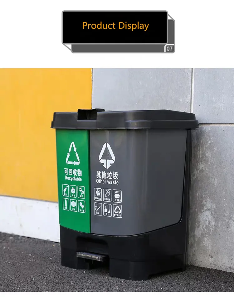 Custom 20L 30L 60L Double Foot Pedal Plastic Rubbish Waste Bin