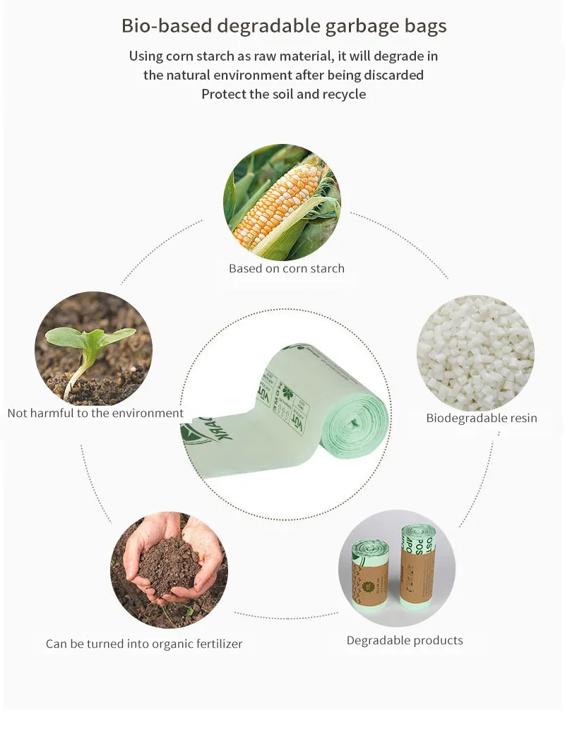 Disposable Bio Degradable Plastic Garbage Bag Flat Pocket Trash Bag