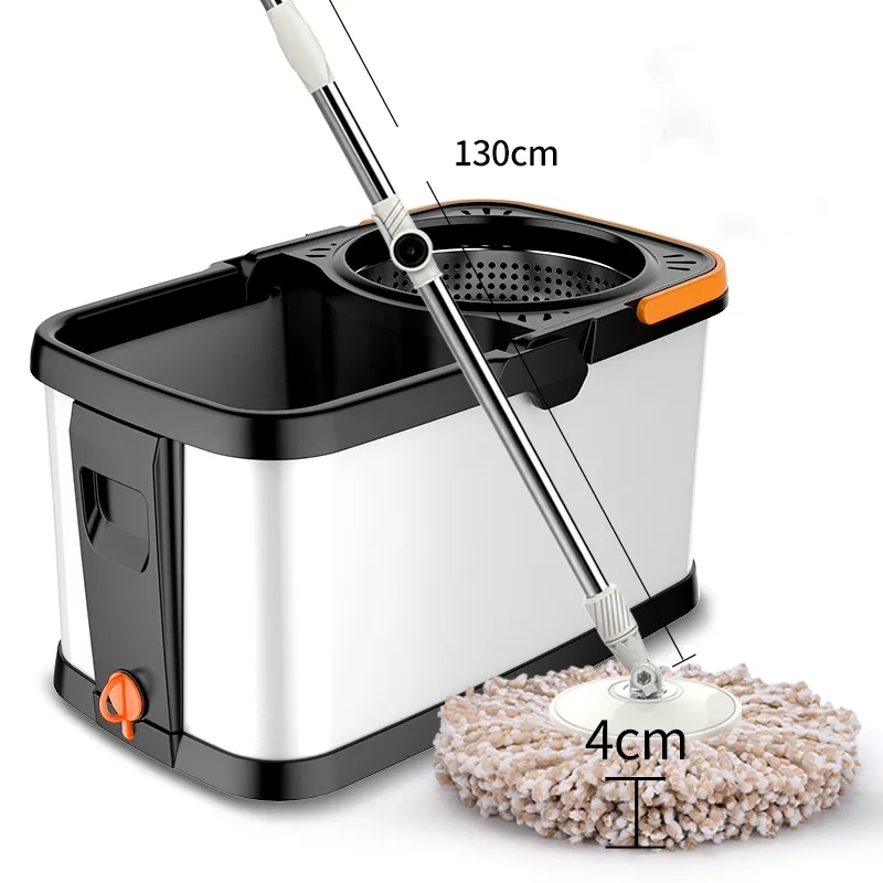 Dual-Drive Hand-Washing Thickened Belt Wheel, Labor-Saving and Water-Saving Stainless Steel Rotating Mop Bucket Set