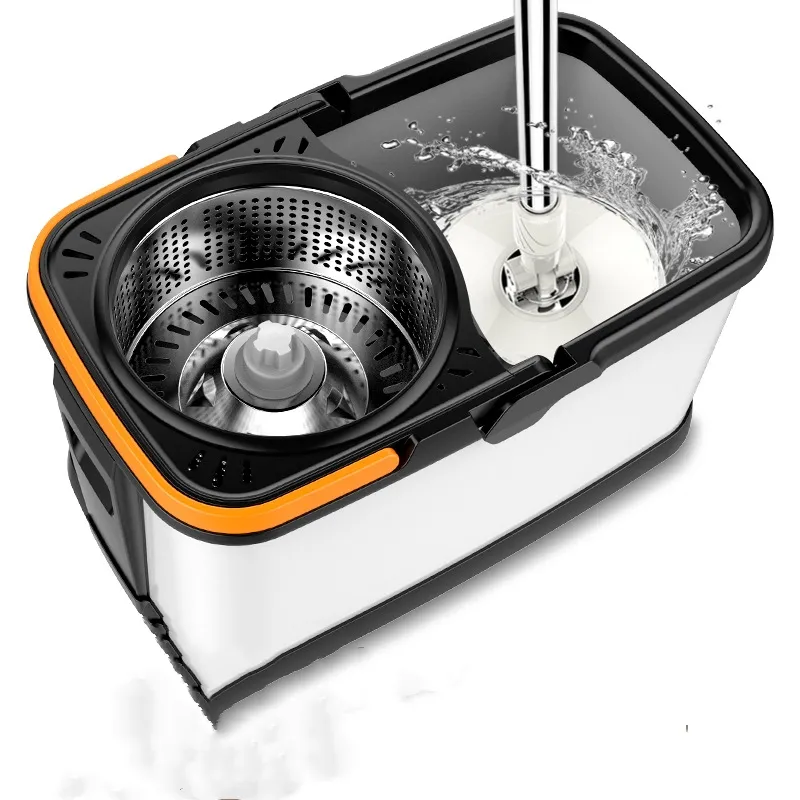 Dual-Drive Hand-Washing Thickened Belt Wheel, Labor-Saving and Water-Saving Stainless Steel Rotating Mop Bucket Set