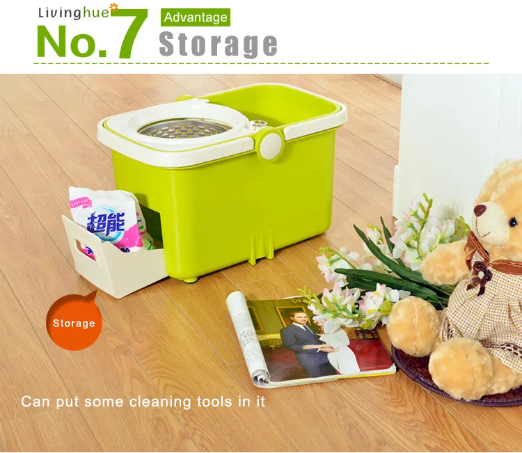 Easily Assemble 360 Spin Magic Mop Floor Cleaning Microfiber Spin Mop Bucket Set