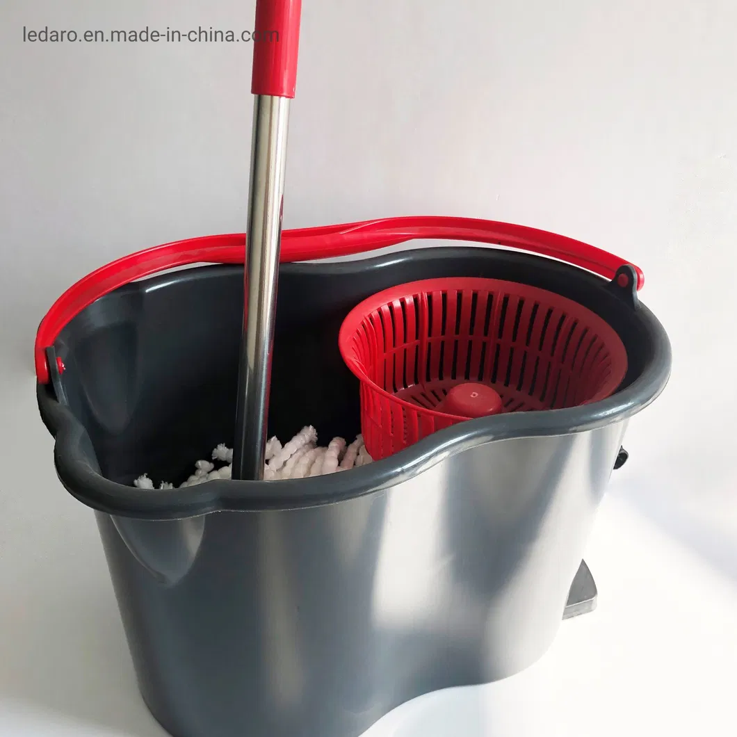Easy Life Hand Press 360 Rotating Microfiber Spin Mop Bucket System Detachable Spinning Basket Easy Wring Magic Mop with Bucket