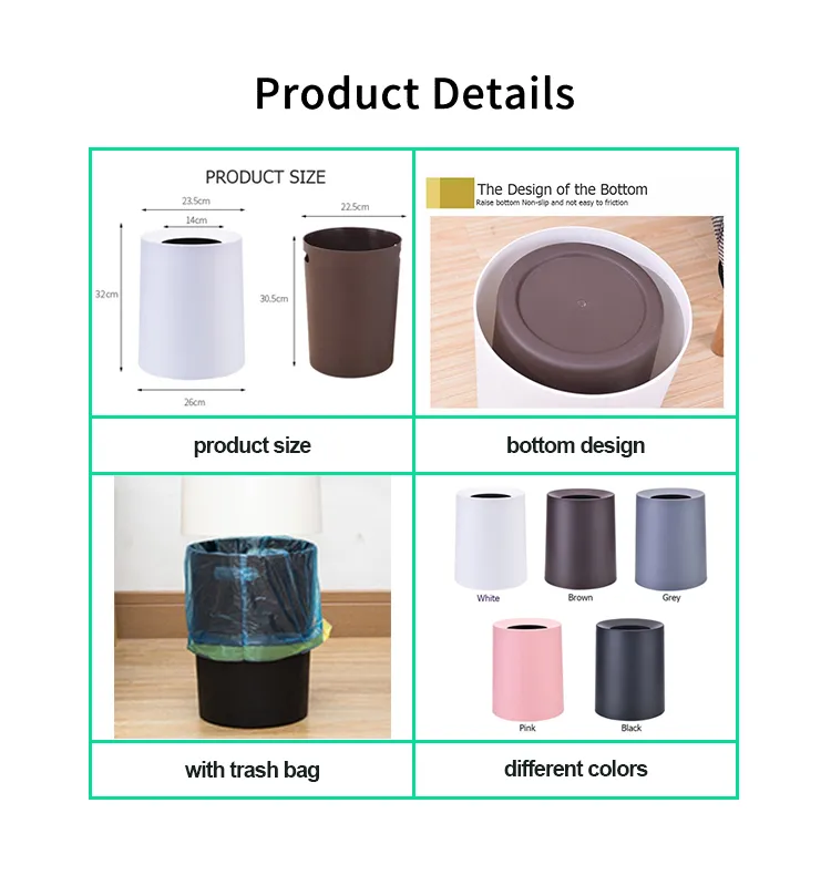 Fancy Open Top Household Wholesale Indoor Plastic Waste Bin