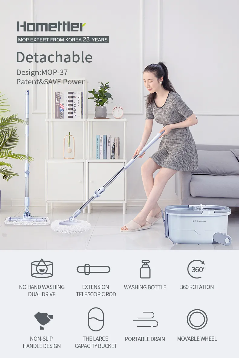 Hand Press Floor Magic Cleaner Mop Spin 360 Mop with Bucket Folding Flat Mop