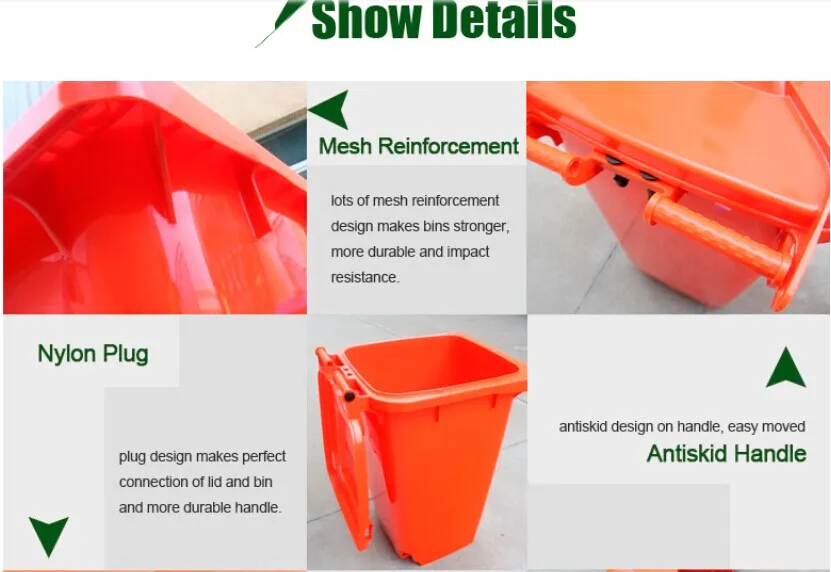 HDPE Plastic Wheeled Dustbin (240L) Poubelle En Plastique Garbage Can