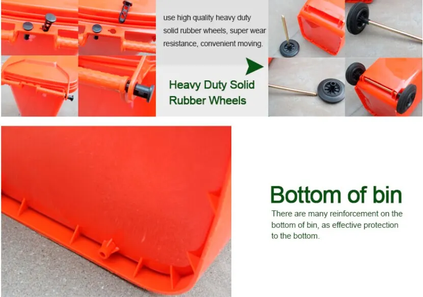 HDPE Plastic Wheeled Dustbin (240L) Poubelle En Plastique Garbage Can
