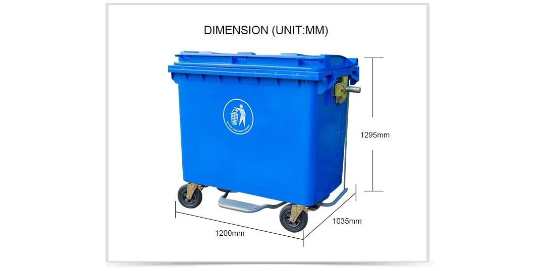 Heavy Duty Color Customize Plastic Wastebin with Wheels