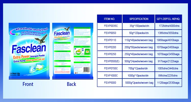 Highly Active Formula Rich Foam Fasclean Laundry Washing Powder 50g