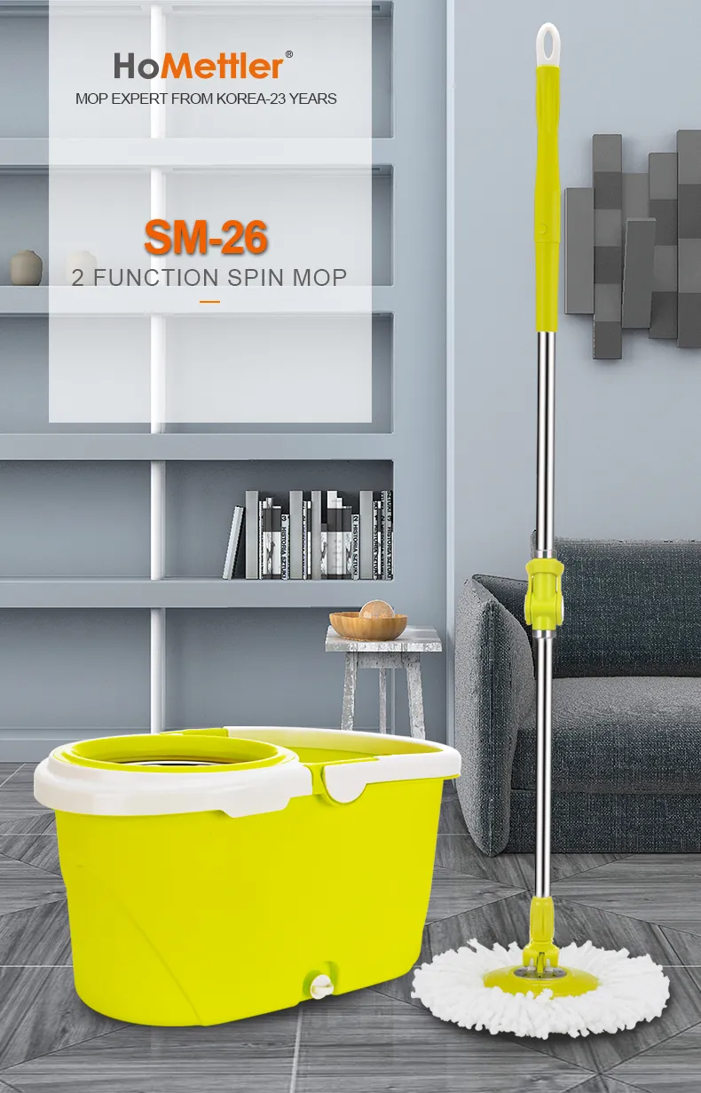 Homettler 360 Spin Flat Mop Home Cleaning System Spinning Floor Mop with Vertical Washing Bucke