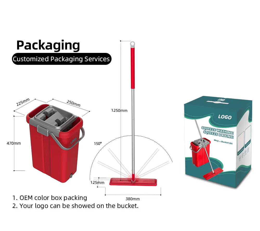 Hot Sale Home Cleaning Products Flat Mop with Bucket