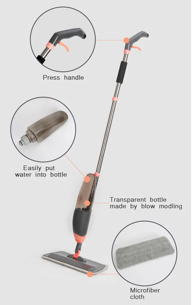 Household Three Parts Pole Clever Floor Cleaning Elf Mop Microfiber Lazy Flat Magic Spray Mop