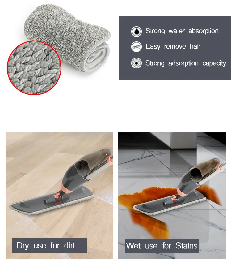 Household Three Parts Pole Clever Floor Cleaning Elf Mop Microfiber Lazy Flat Magic Spray Mop