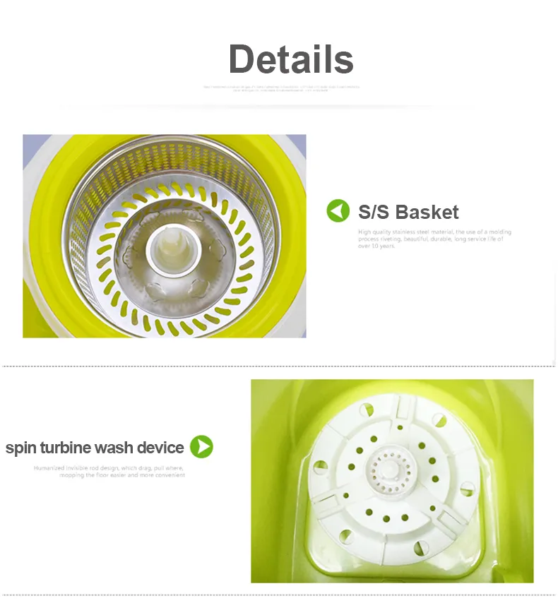 Lazy 360 Microfiber Kitchen Floor Metal Round Bucket Dust Rotating Cleaning Magic Spin Mop