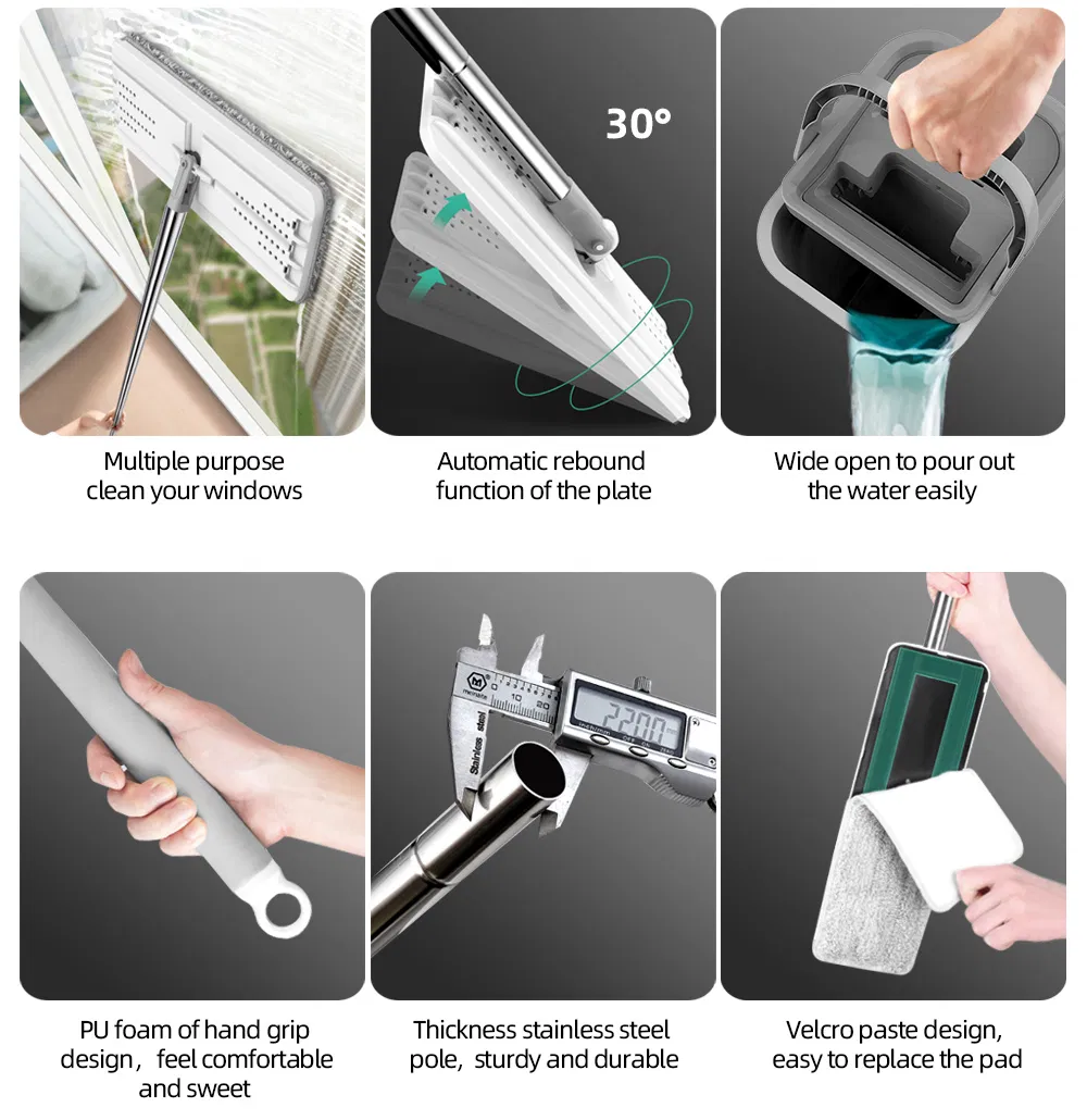 Magic Mop Microfiber Mop Floor Mop Cleaning Tools Cleaning Products Pedal 360 Spin Mop Squeeze Mop Bucket System Flat Mop