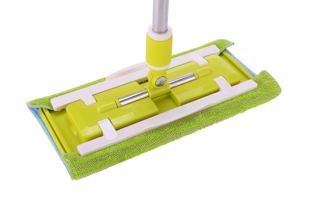 Microfiber Flat Mop with Telescopic Handle Clap Holder Rubber Coated Household Mop