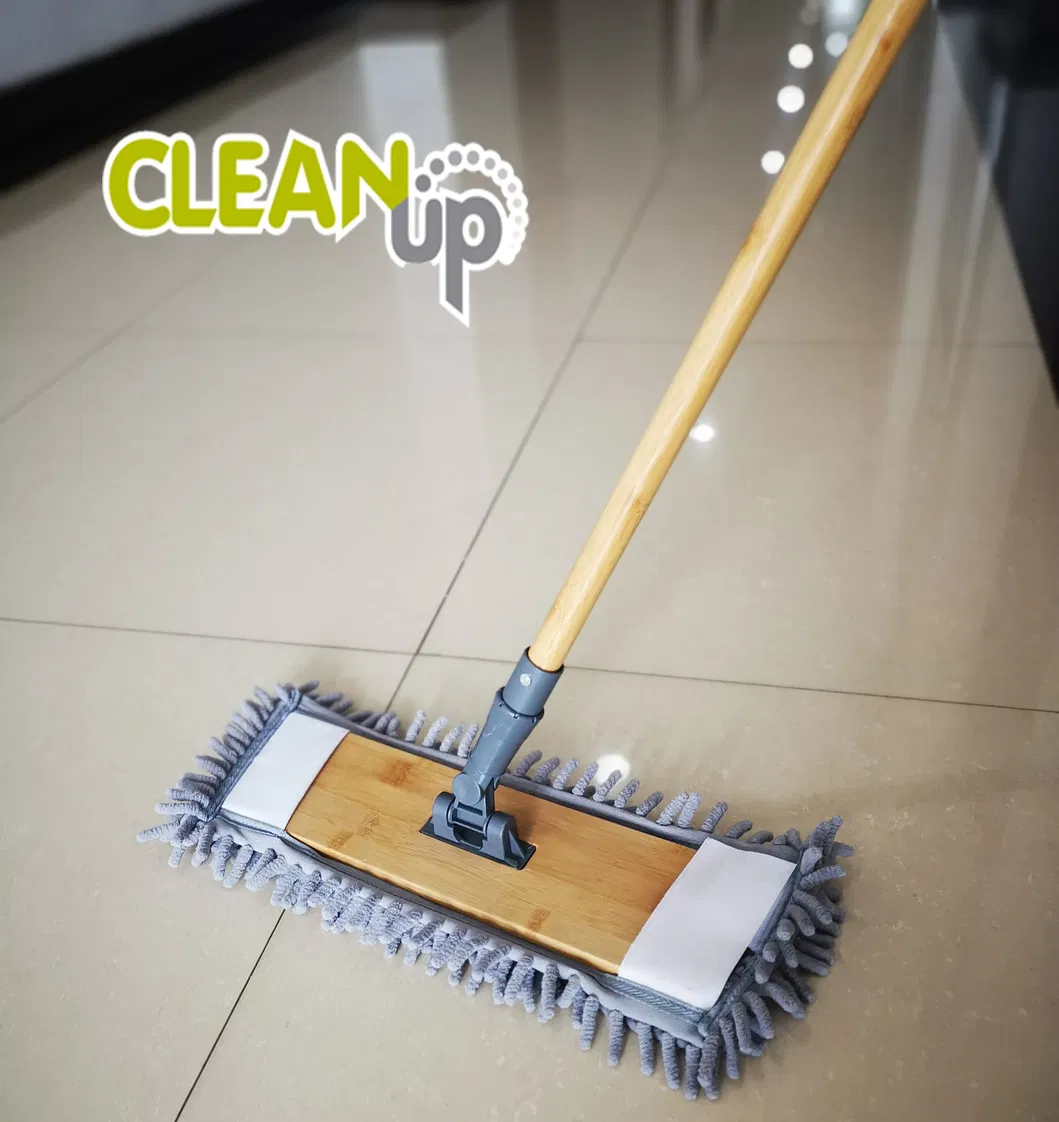 New Household Chenille Flat Floor Mop with Nature Bamboo Handle