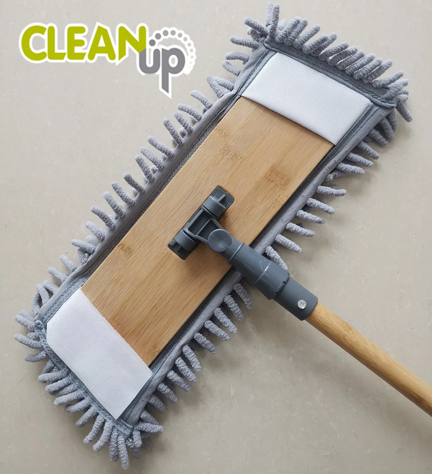 New Household Chenille Flat Floor Mop with Nature Bamboo Handle