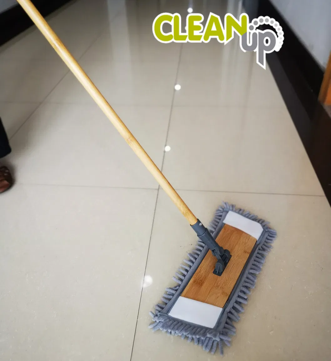 New Household Chenille Flat Floor Mop with Nature Bamboo Handle