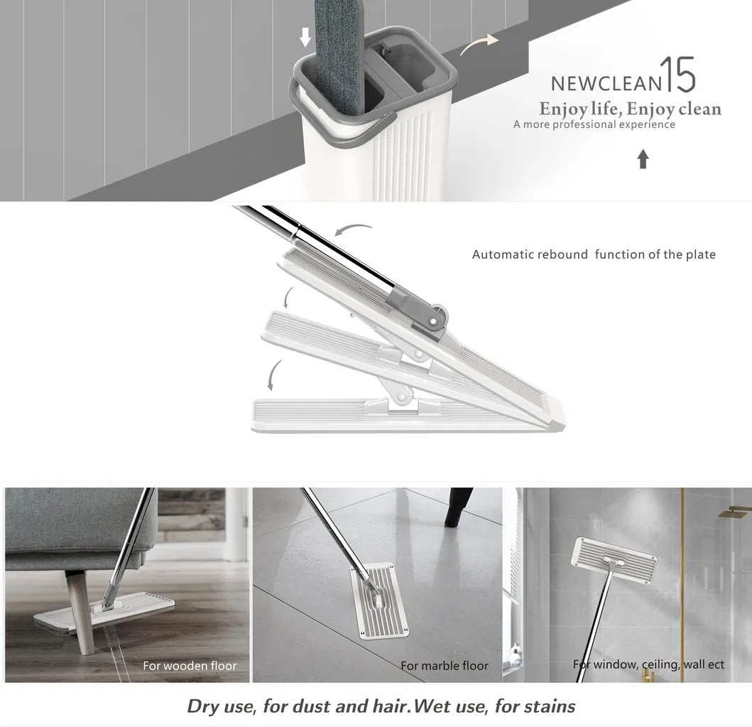 Newclear 15 Factory Wholesale Home Cleaning Product Flat Mop with Bucket