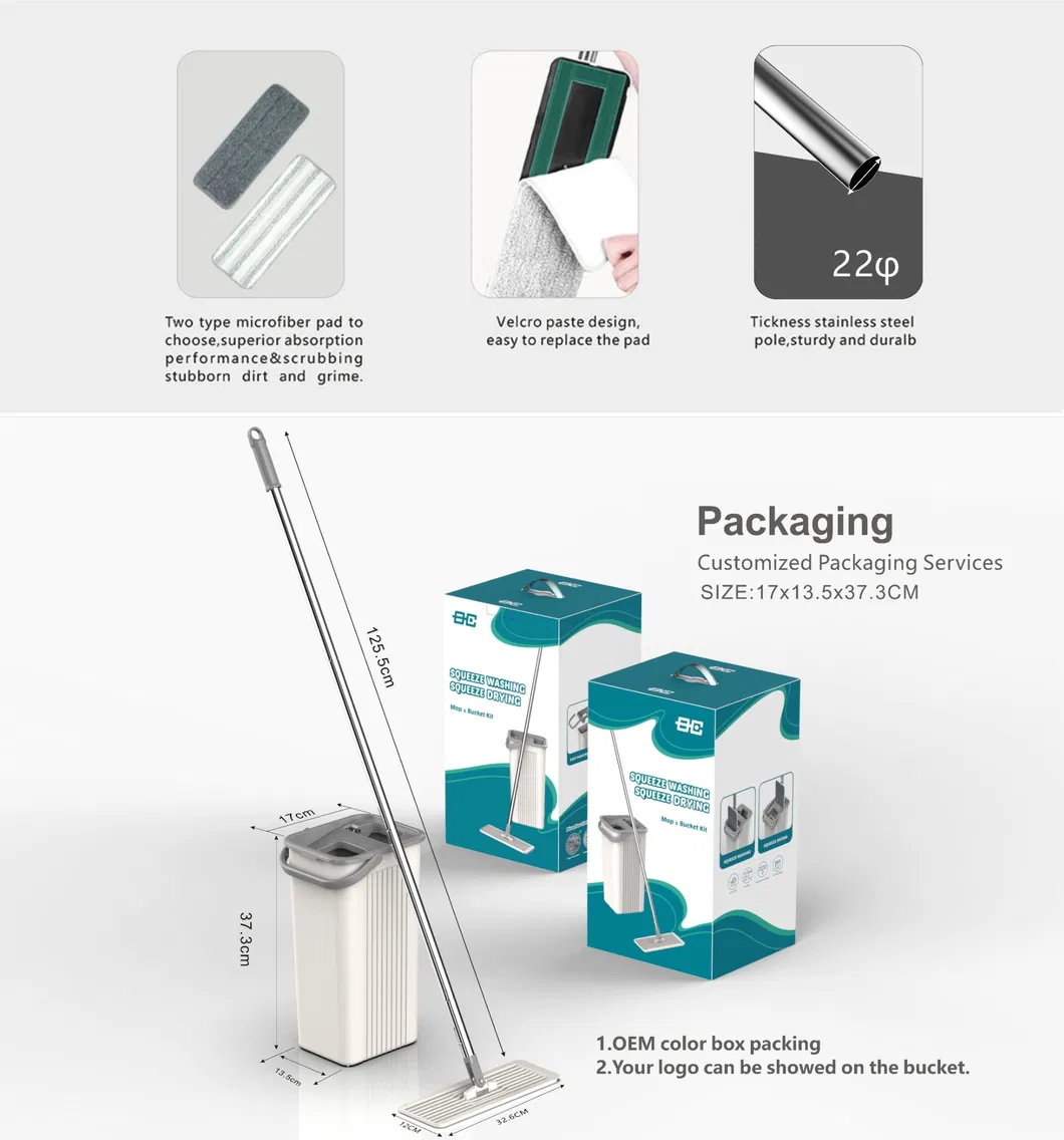 Newclear 15 Factory Wholesale Home Cleaning Product Flat Mop with Bucket