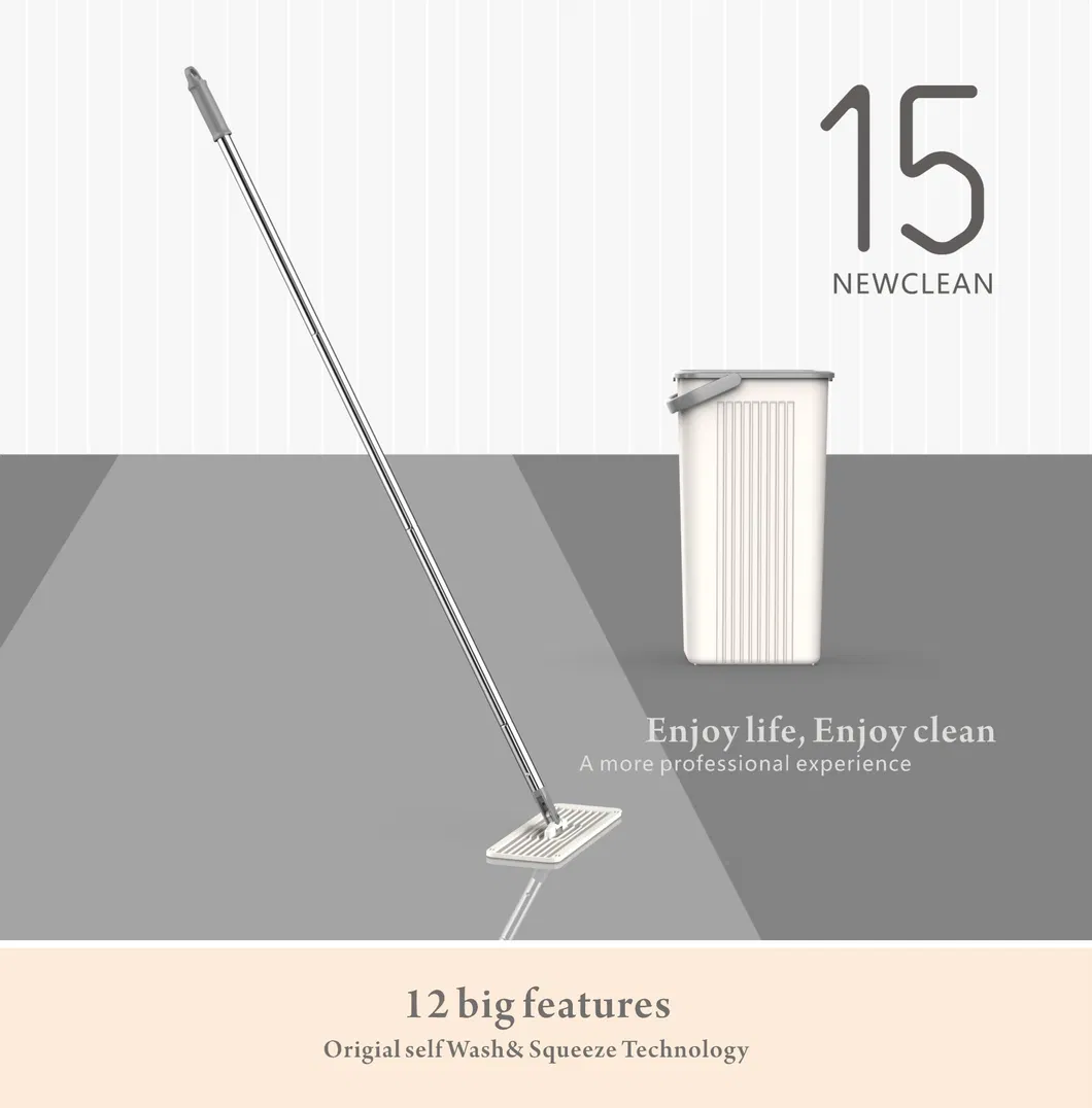 Newclear 15 Factory Wholesale Home Cleaning Product Flat Mop with Bucket