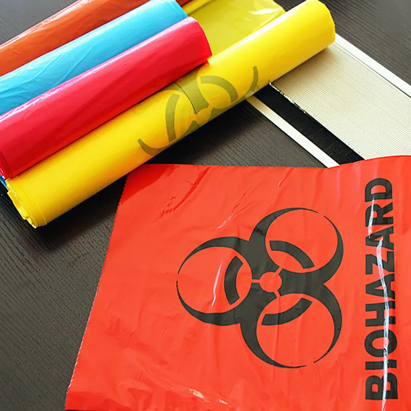 PE Plastic Yellow First Aid Medical Waste Bag, Infectious Emergency Autoclavable Biohazard Bag on Roll