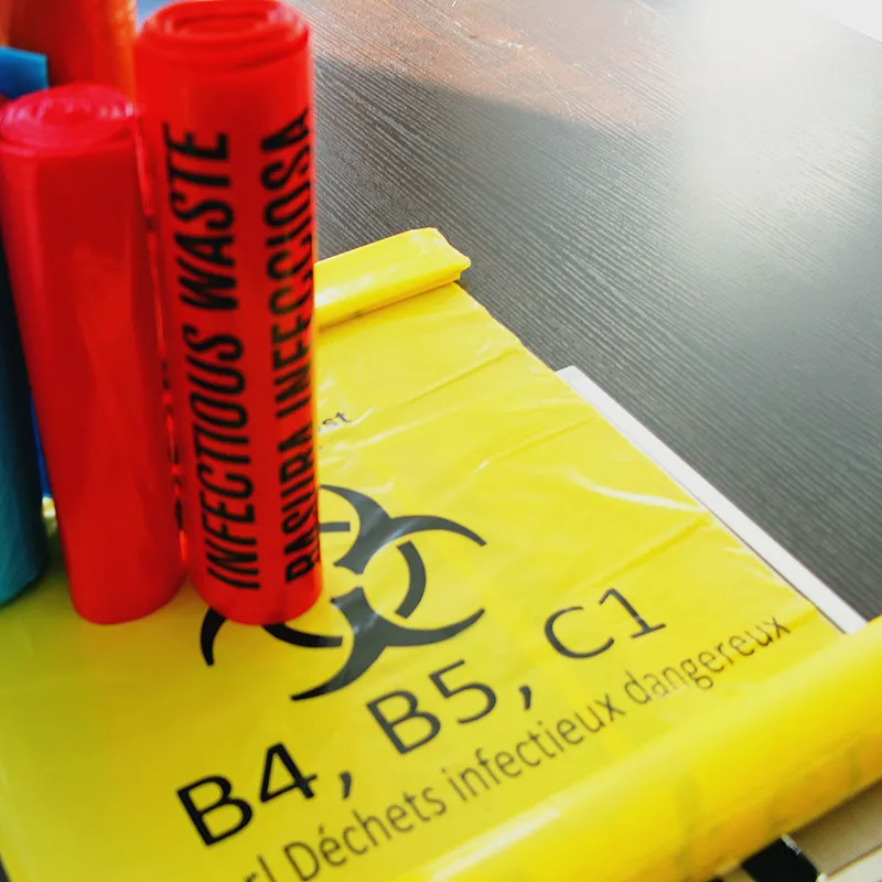 PE Plastic Yellow First Aid Medical Waste Bag, Infectious Emergency Autoclavable Biohazard Bag on Roll