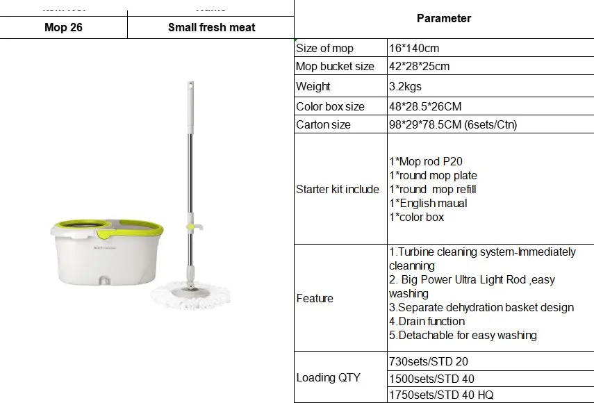 Spin Mop Manufacture Magic 360 Smart Folding Spin Mop Stick Stainless Steel and Bucket Floor Mop