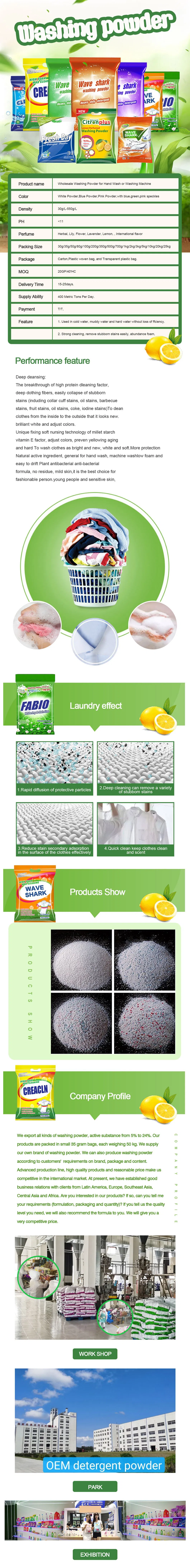 Strong Detergency with High Foaming and Big Fragrance Can Be OEM Detergent Powderr with OEM and ODM Service