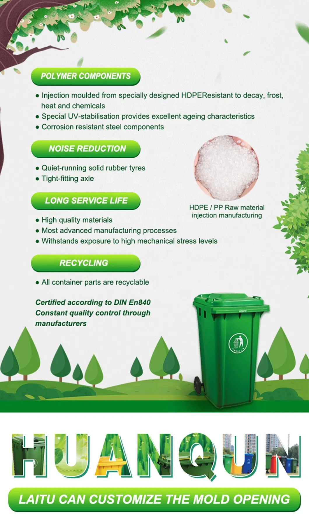 Wheelie Bin 100L/120L/240L/360L Customize Color Large Outdoor Public HDPE Recycle Dustbin Pedal Plastic Garbage/Waste/Trash/Wheelie Bins with Lid and Wheel